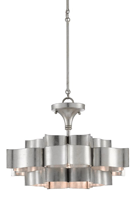 Currey & Company Grand Lotus Silver Small Chandelier