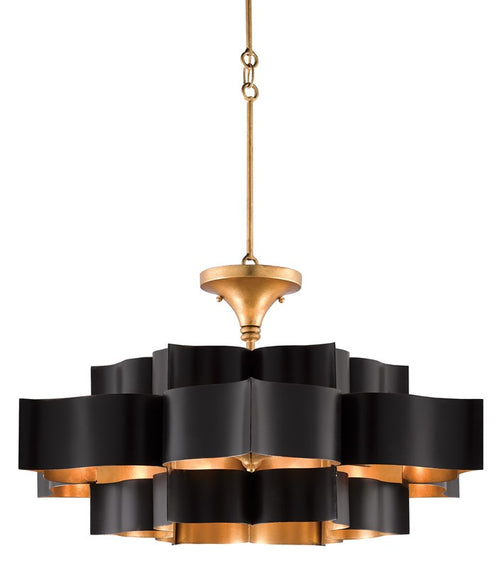 Currey and Company - Grand Lotus Black Large Chandelier
