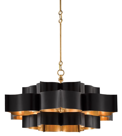 Currey and Company - Grand Lotus Black Large Chandelier