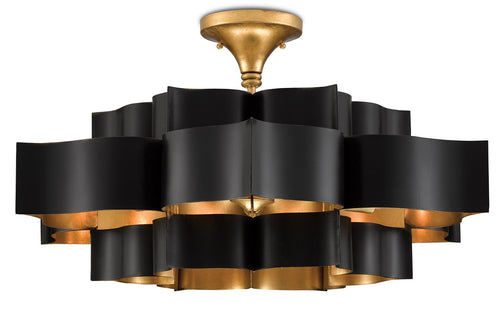 Currey and Company - Grand Lotus Black Large Chandelier