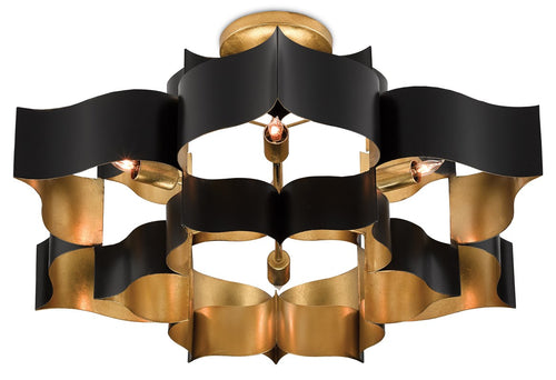 Currey and Company - Grand Lotus Black Large Chandelier