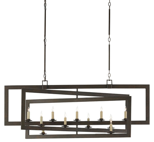 Currey and Company - Middleton Bronze Rectangular Chandelier