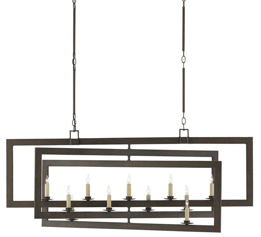 Currey and Company - Middleton Bronze Rectangular Chandelier