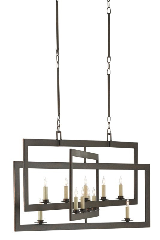 Currey and Company - Middleton Bronze Rectangular Chandelier