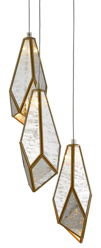 Currey & Company Glace 3 Light Multi Drop Pendant