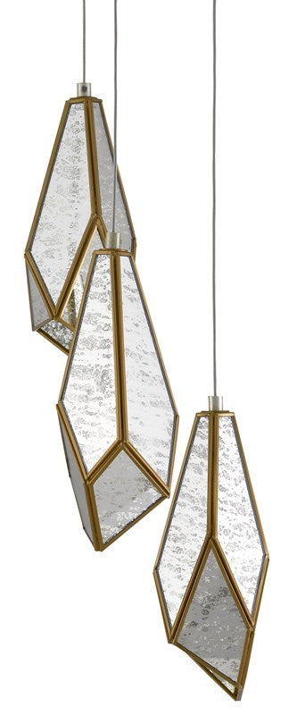 Currey & Company Glace 3 Light Multi Drop Pendant