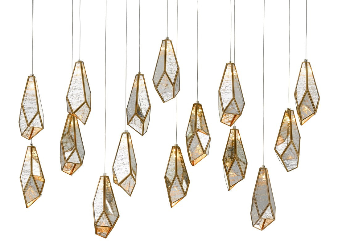 Currey and Company - Glace Rectangular 15-Light Multi-Drop Pendant