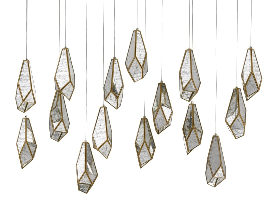Currey and Company - Glace Rectangular 15-Light Multi-Drop Pendant