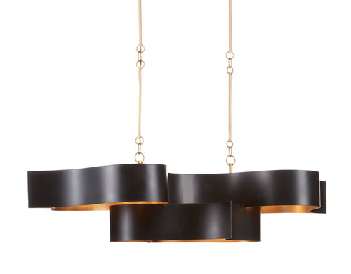 Currey And Company Grand Lotus Black Oval Chandelier