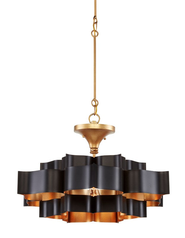 Currey And Company Grand Lotus Black Small Chandelier