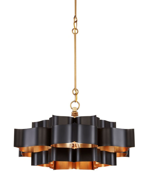 Currey And Company Grand Lotus Black Small Chandelier
