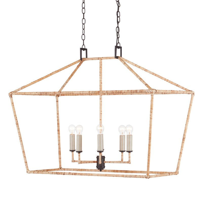 Currey And Company Denison Rattan Rectangular Lantern