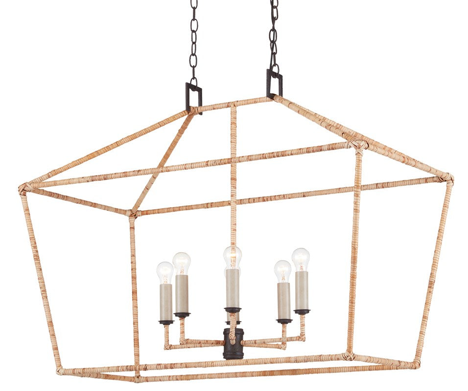 Currey And Company Denison Rattan Rectangular Lantern