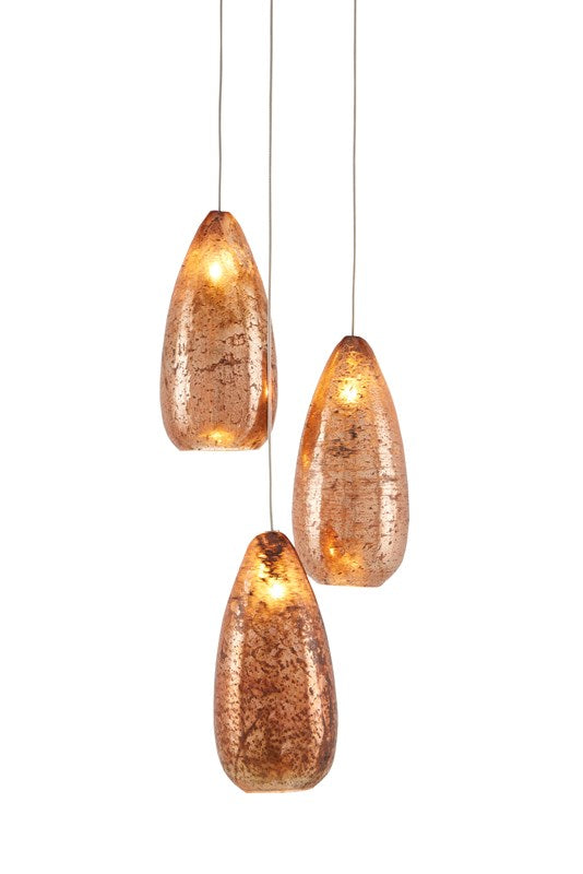 Currey And Company Rame 3 Light Multi Drop Pendant