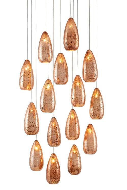 Currey And Company Rame Round 15 Light Multi Drop Pendant