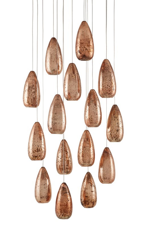 Currey And Company Rame Round 15 Light Multi Drop Pendant
