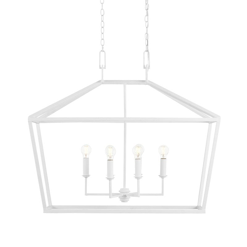 Currey And Company Denison White Rectangular Chandelier
