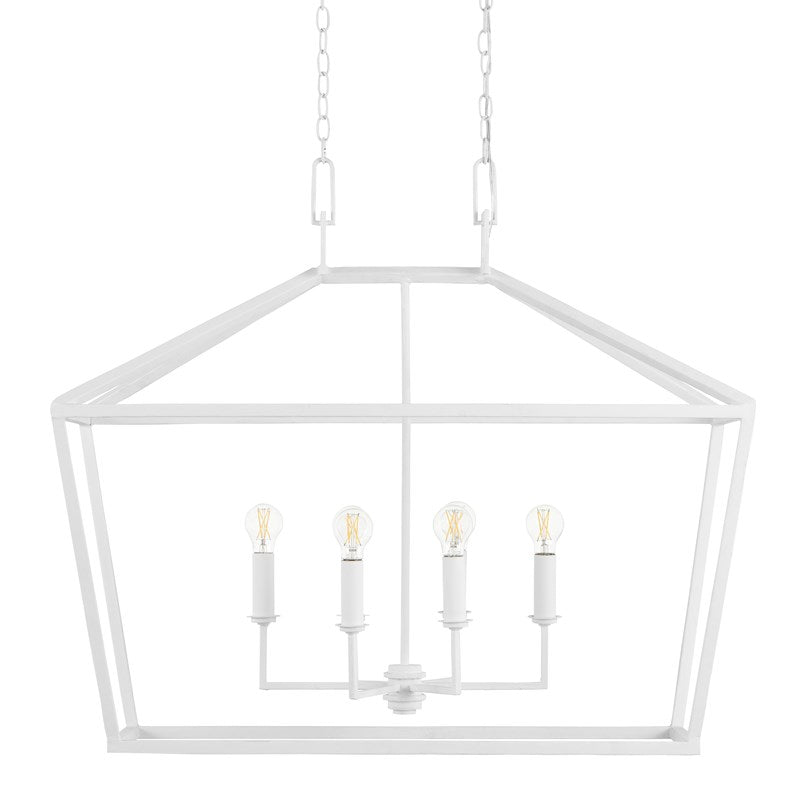 Currey And Company Denison White Rectangular Chandelier