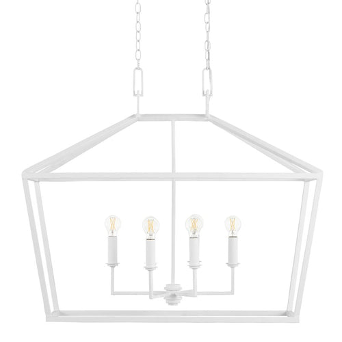 Currey And Company Denison White Rectangular Chandelier