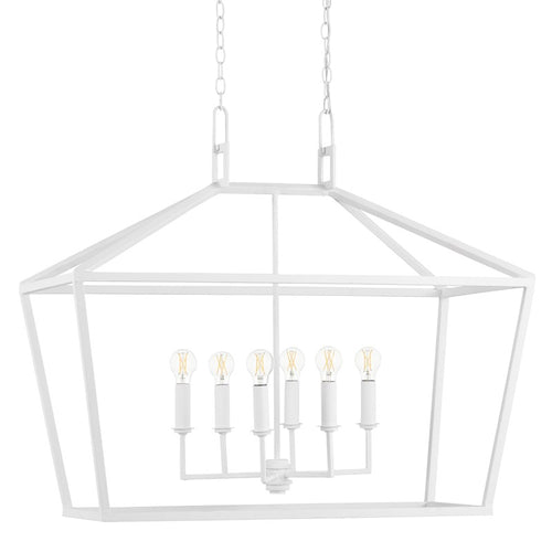 Currey And Company Denison White Rectangular Chandelier