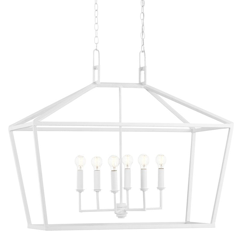 Currey And Company Denison White Rectangular Chandelier