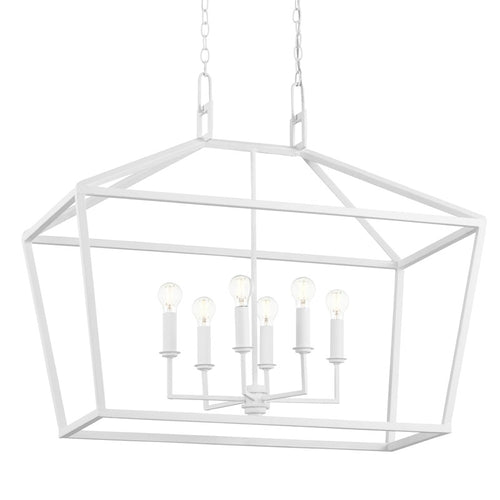 Currey And Company Denison White Rectangular Chandelier