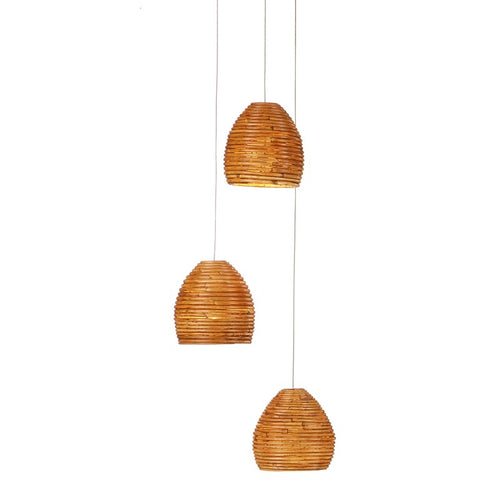 Currey And Company Beehive 3 Light Multi Drop Pendant