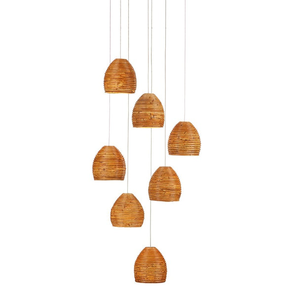 Currey And Company Beehive Round 7 Light Multi Drop Pendant