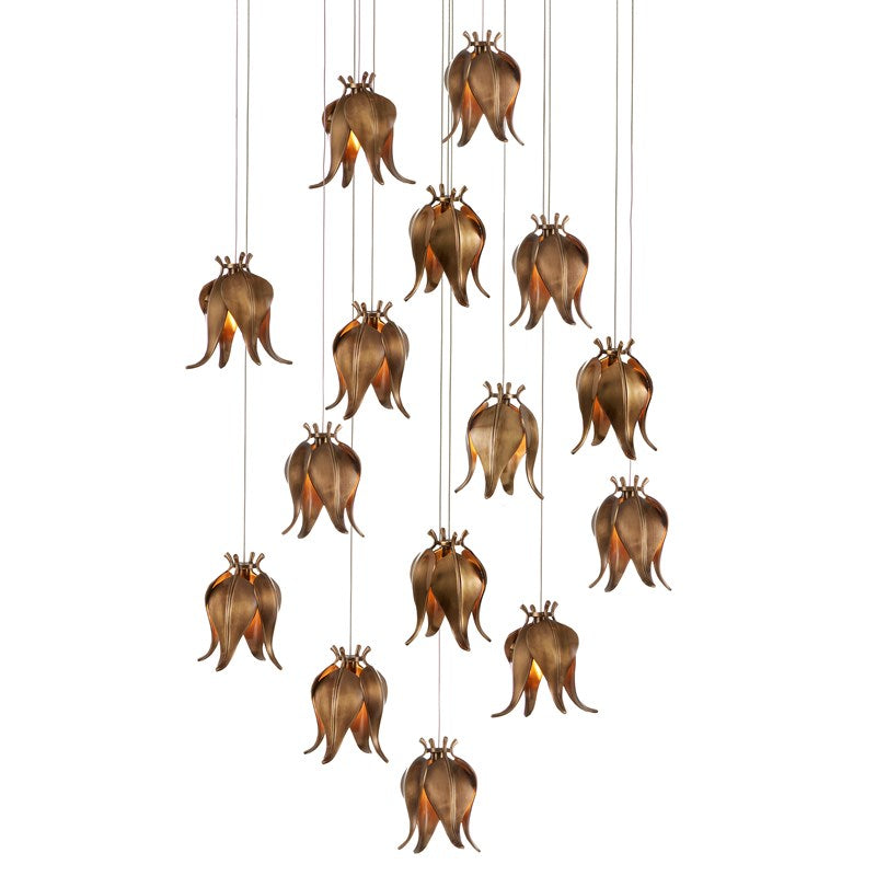 Currey And Company Iota Round 15 Light Multi Drop Pendant