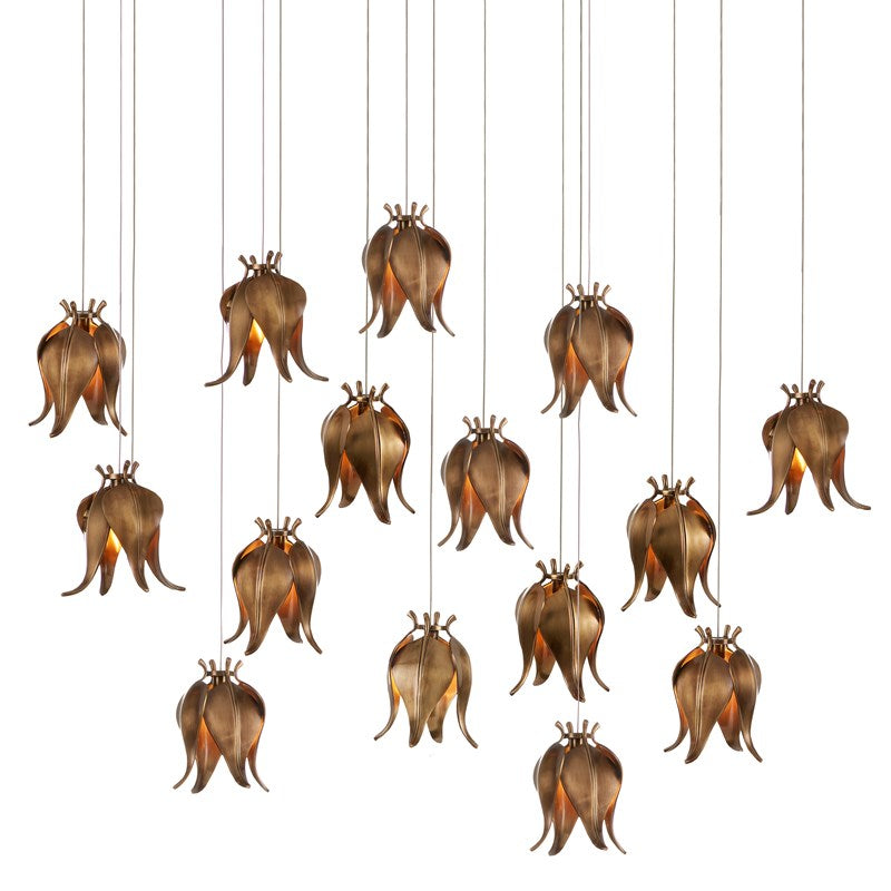 Currey And Company Iota Rectangular 15 Light Multi Drop Pendant