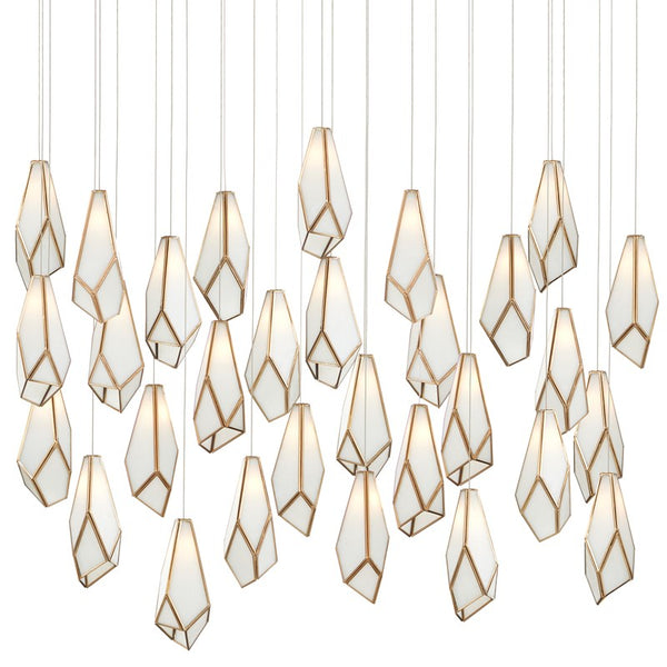 Currey And Company Glace White 30 Light Multi Drop Pendant