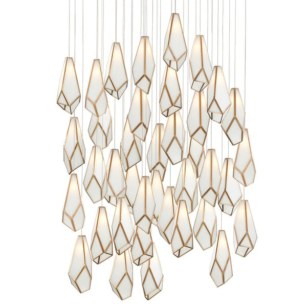 Currey And Company Glace White 36 Light Multi Drop Pendant