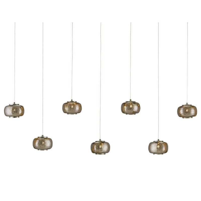 Currey And Company Pepper Rectangular 7 Light Multi Drop Pendant