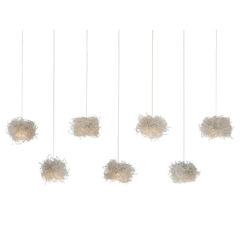 Currey And Company Birds Nest Rectangular 7 Light Multi Drop Pendant