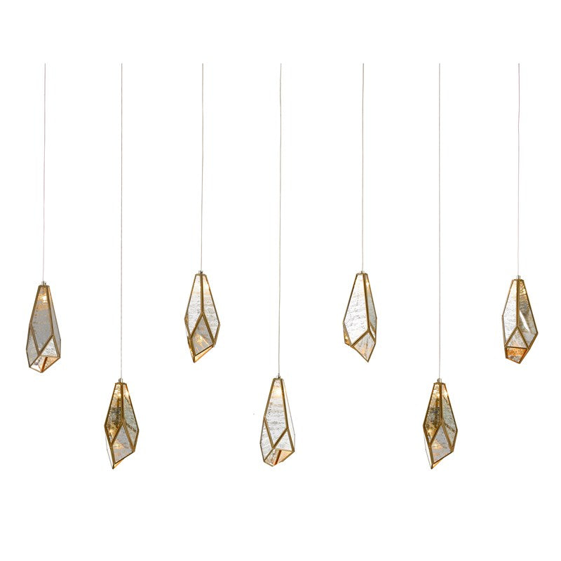 Currey And Company Glace Rectangular 7 Light Multi Drop Pendant
