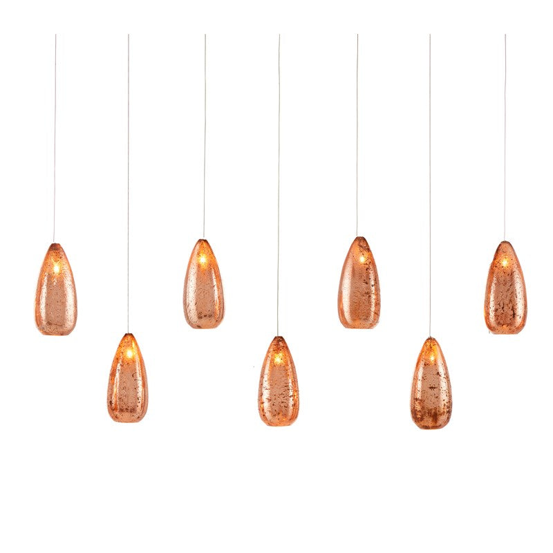 Currey And Company Rame Rectangular 7 Light Multi Drop Pendant