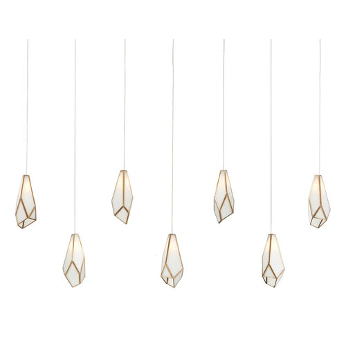 Currey And Company Glace White Rectangular 7 Light Multi Drop Pendant