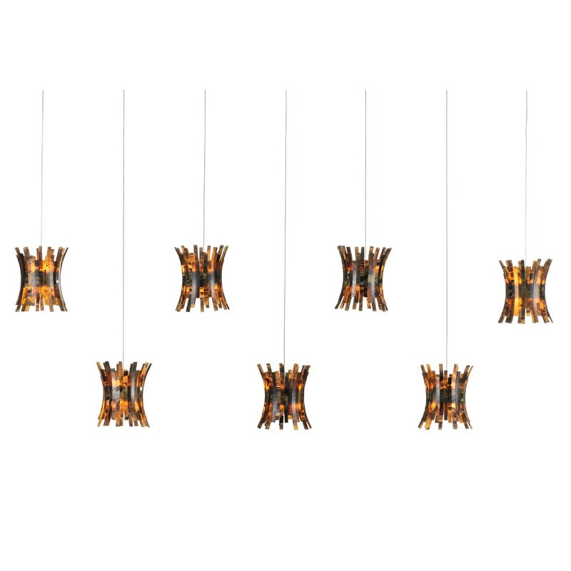 Currey And Company Alsop Rectangular 7 Light Multi Drop Pendant