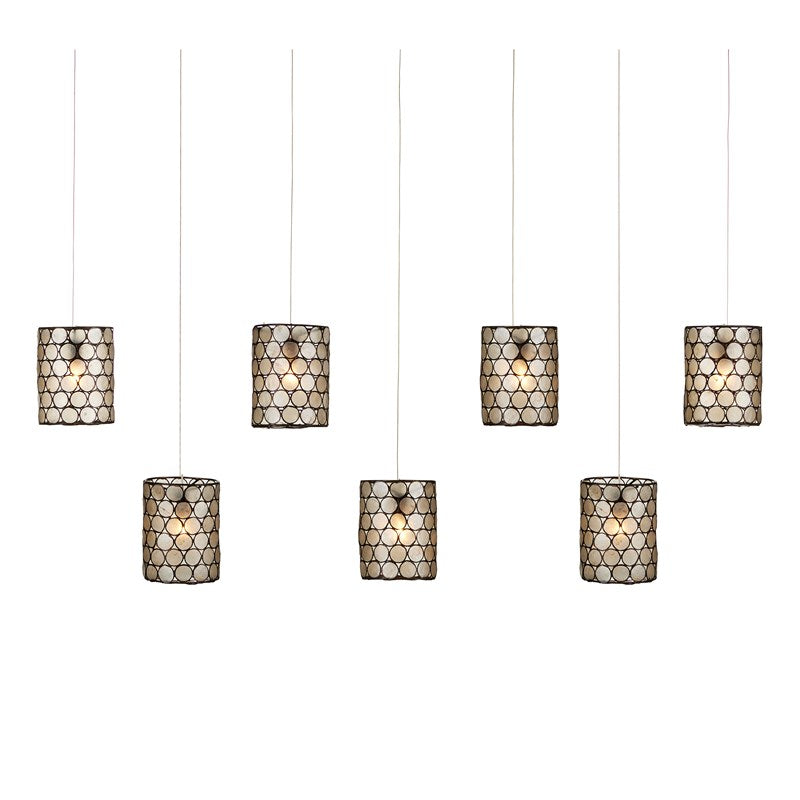 Currey And Company Regatta Rectangular 7 Light Multi Drop Pendant