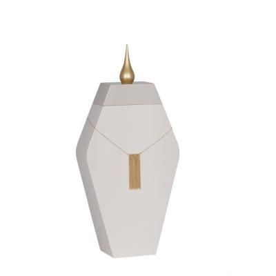 Pot W/Lid Gray Mdf/ Wood Cream/ Golden W.28,5x H.62x De.12,5cm By Legends Of Asia