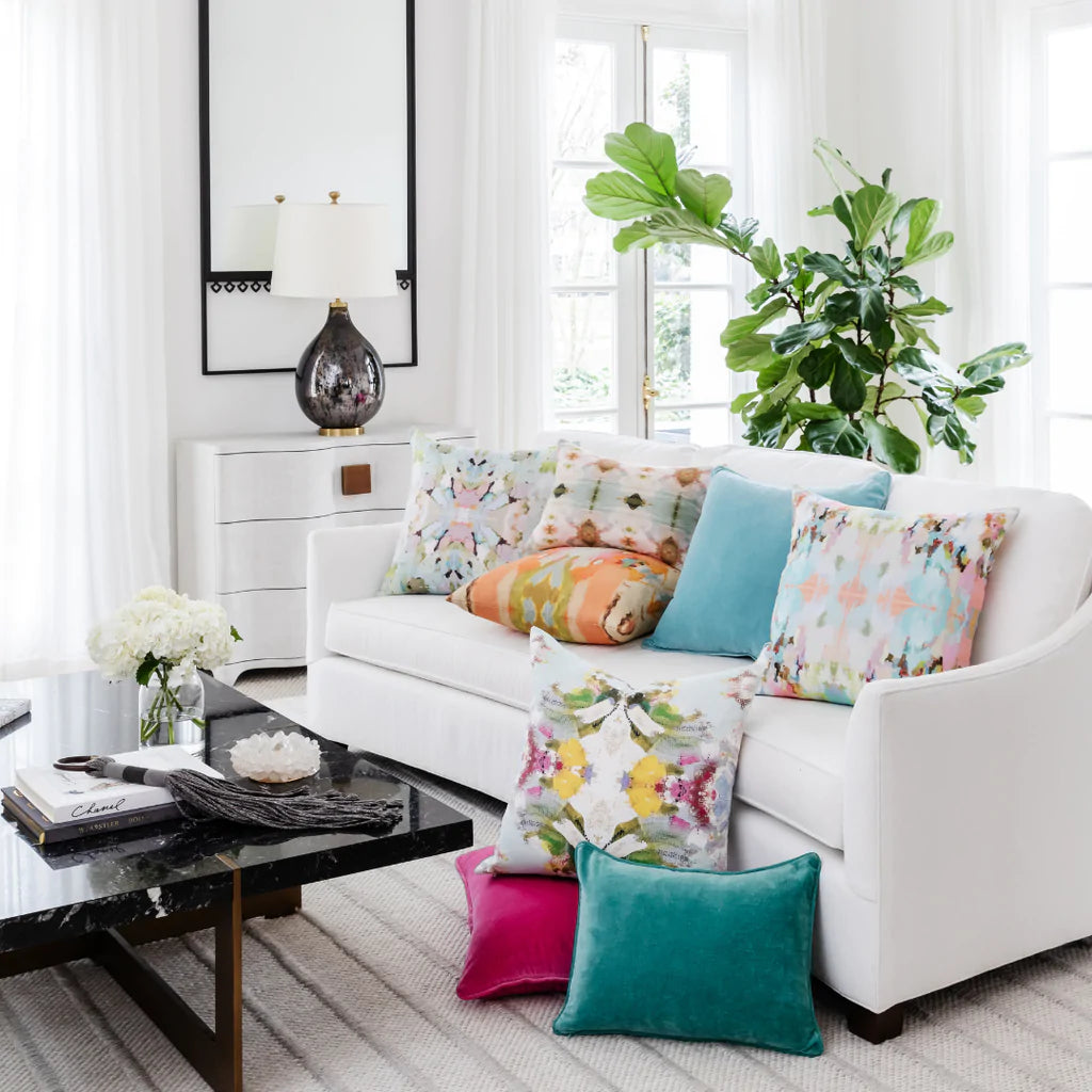 Laura Park Teal Blue Velvet Pillow