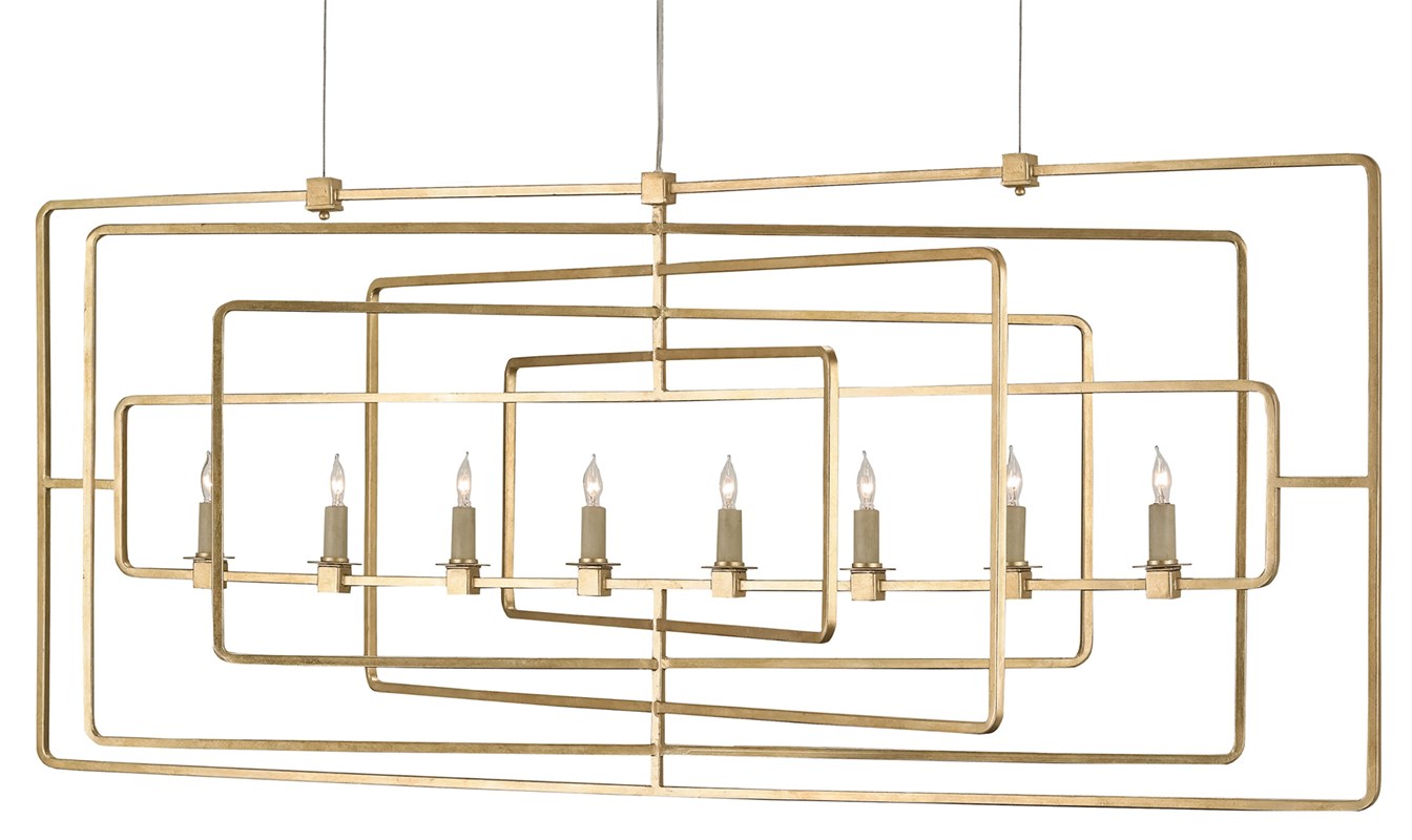 Currey And Company Metro Gold Rectangular Chandelier