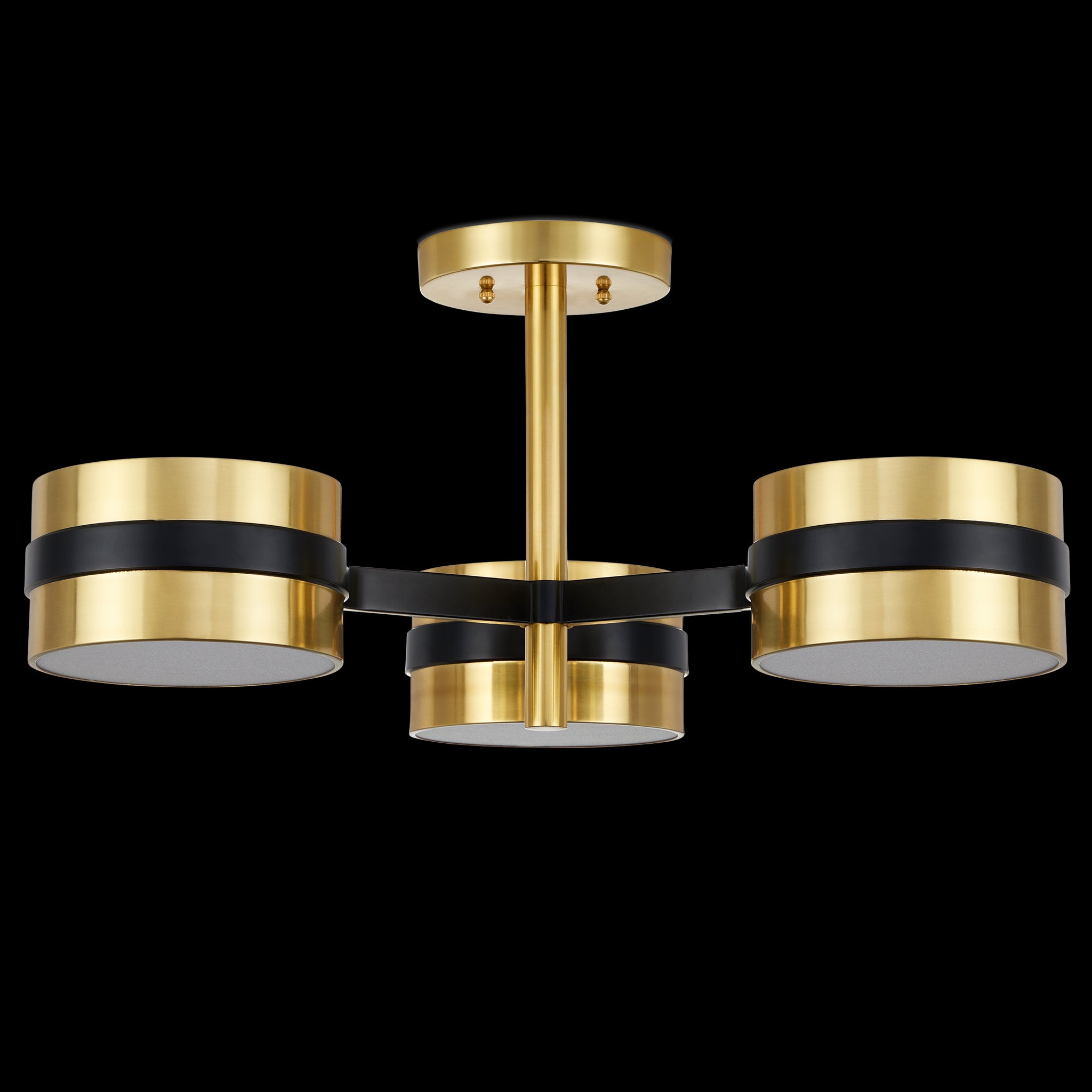 Currey & Company Heybrook 26" Brass 3 Light Led Semi Flush Mount