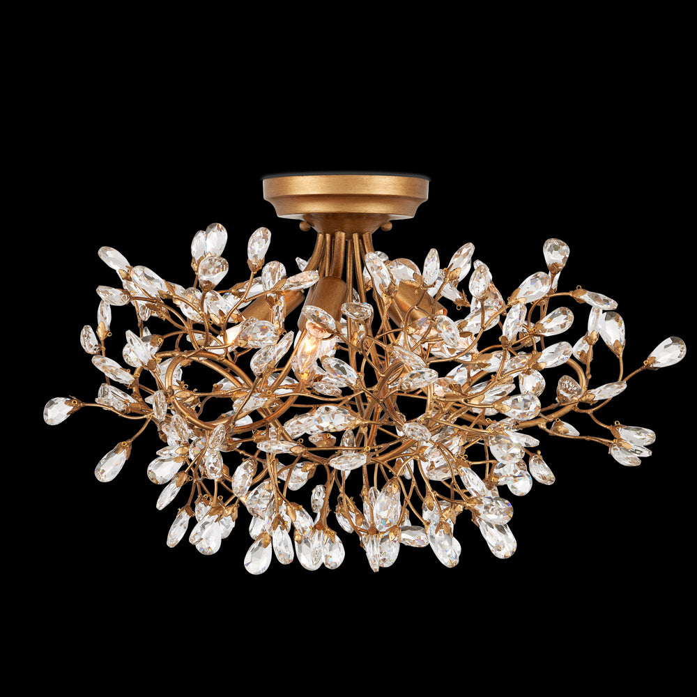 Currey & Company Crystal Bud 24" 5 Light Semi Flush Mount