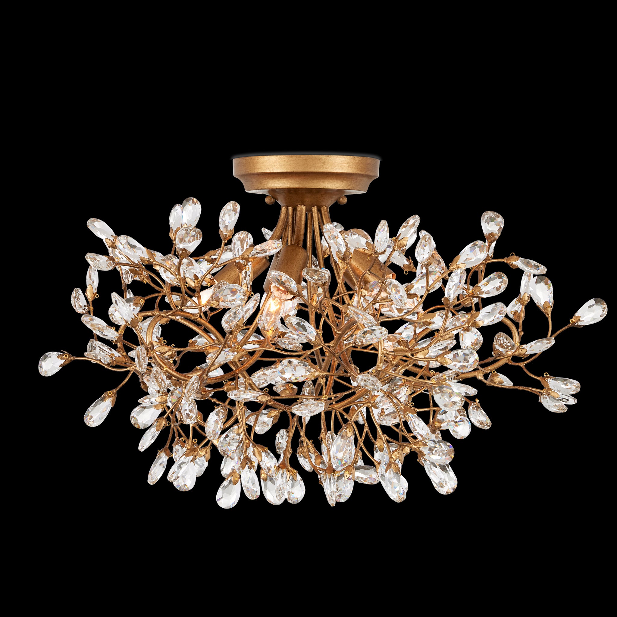 Currey & Company Crystal Bud 24" 5 Light Semi Flush Mount
