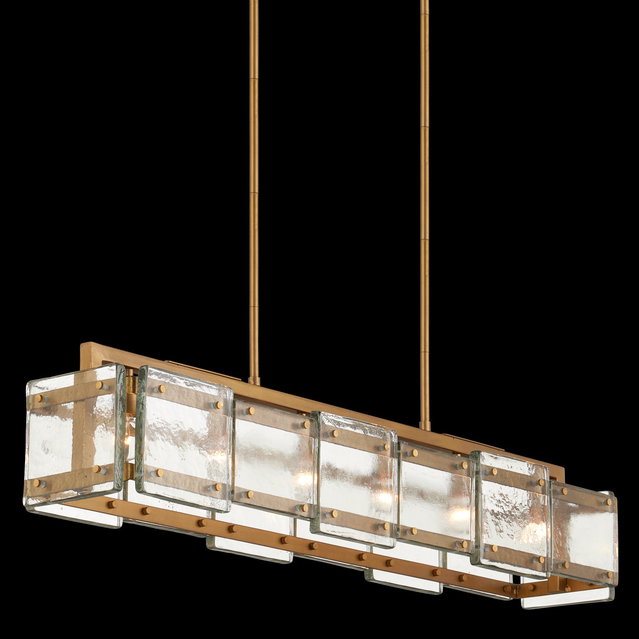 Currey & Company Countervail 39.5" Cast Glass 6 Light Rectangular Chandelier