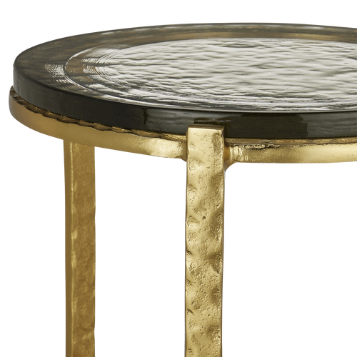 Currey & Company 18.5" Acea Gold Accent Table With Cast Glass