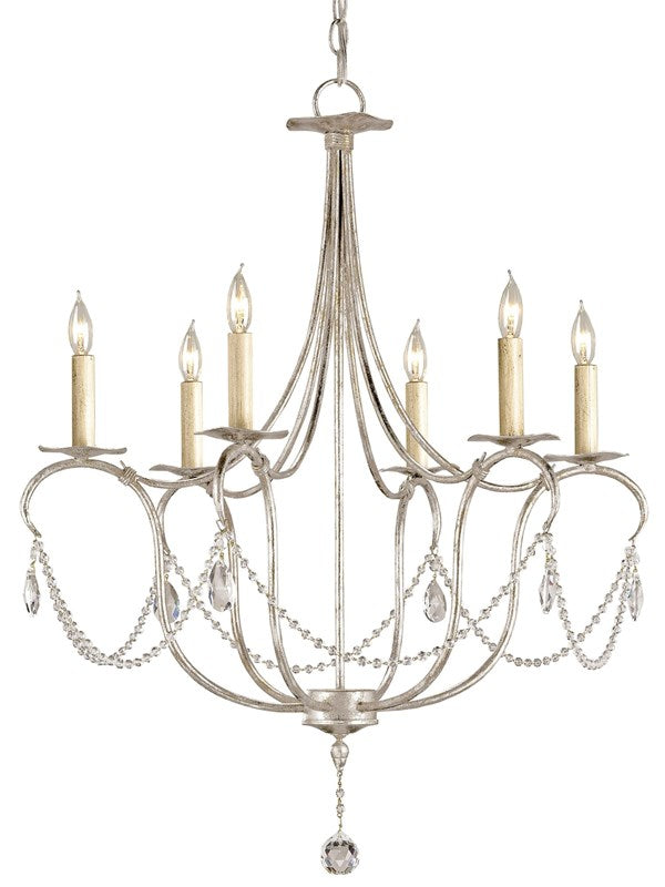 Currey And Company Crystal Lights Silver Small Chandelier