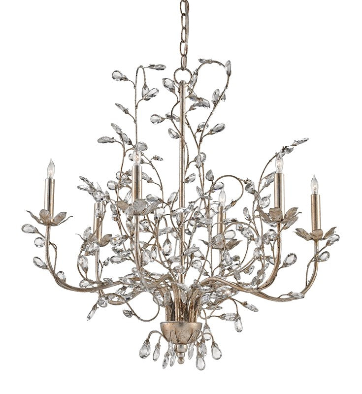 Currey & Company Crystal Bud Silver Medium Chandelier