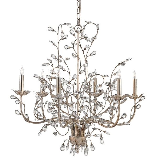 Currey & Company Crystal Bud Silver Medium Chandelier